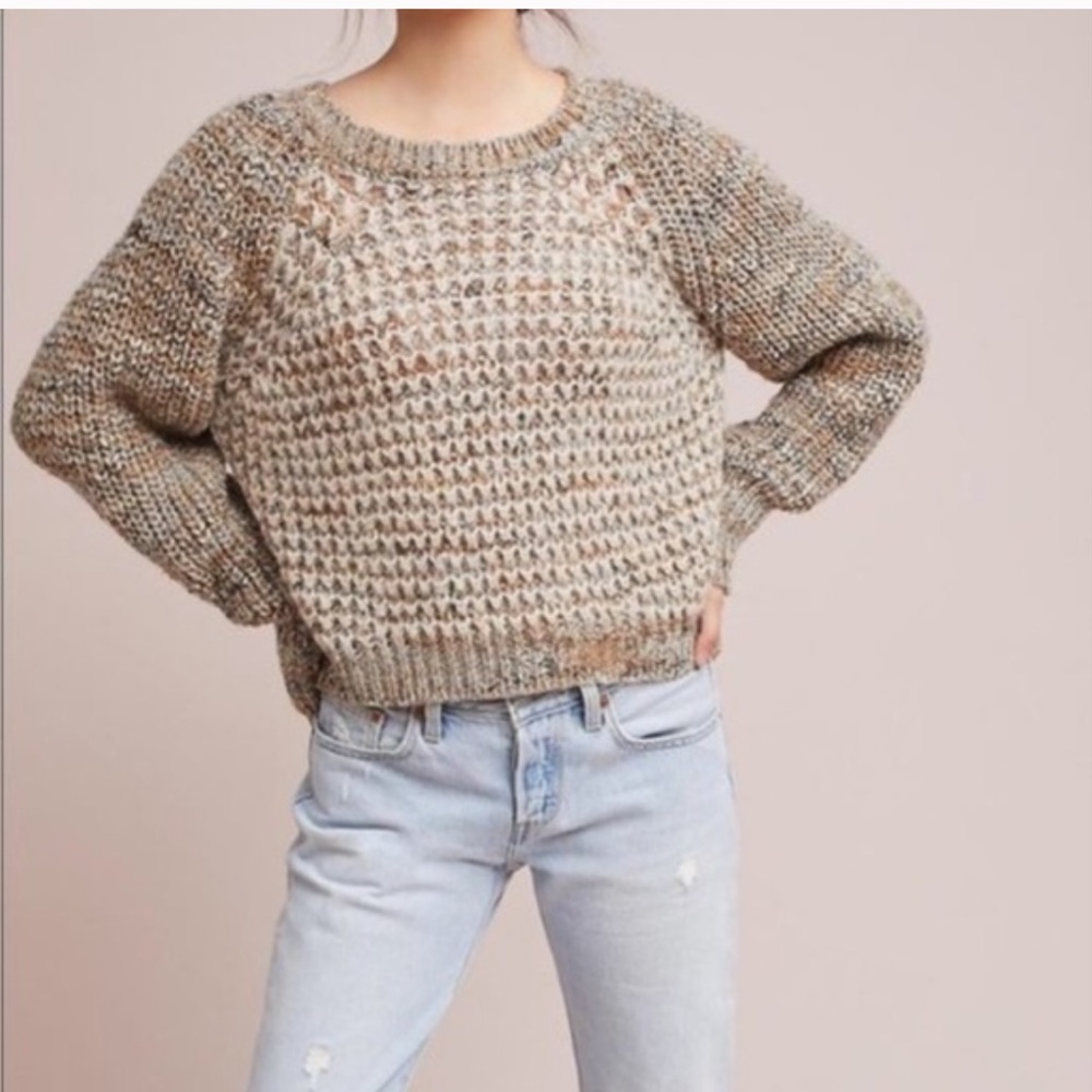 Anthropologie Moth Small multi color cream sweater